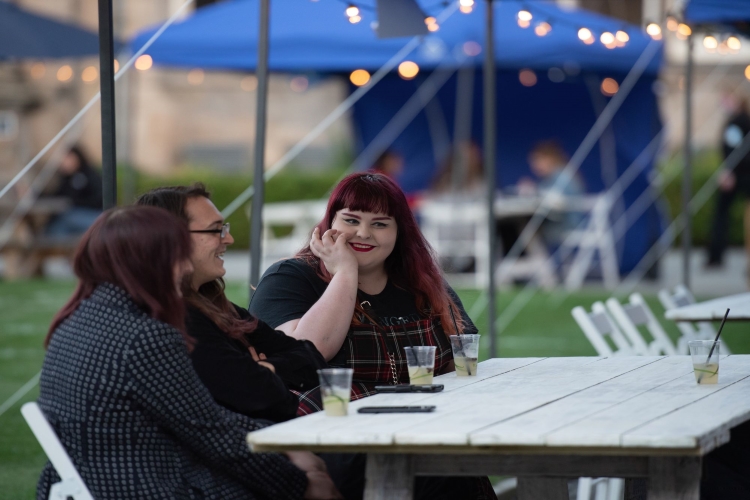 A group of students relaxing together
